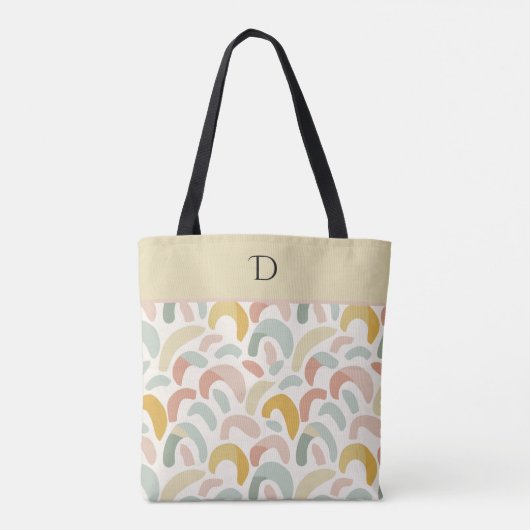 Aangepaste Pastel Abstracte Minimalistische Monogr Tote Bag (Achterkant)