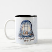 Aangepaste pastel besneeuwde winterscène Seizoensg Tweekleurige Koffiemok (Links)