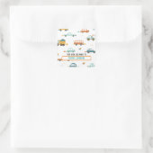 Aangepaste pastel blauw en oranje auto naam bookpl vierkante sticker (Tas)