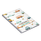Aangepaste pastel blauw en oranje auto naam notitieboek (Rechterzijde)