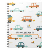 Aangepaste pastel blauw en oranje auto naam notitieboek (Voorkant)