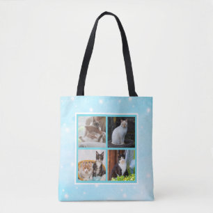 Aangepaste pastel blauwe foto tote bag