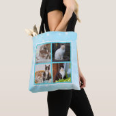Aangepaste pastel blauwe foto tote bag (Dichtbij)