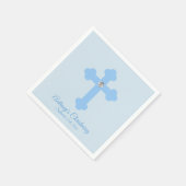 Aangepaste Pastel Blauwe Jongen Kruis DOOP DOOP Servet (Hoek)