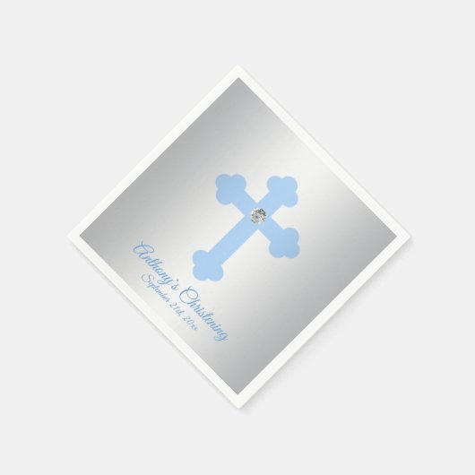 Aangepaste Pastel Blauwe Jongen Kruis DOOP DOOP Servetten (Hoek)