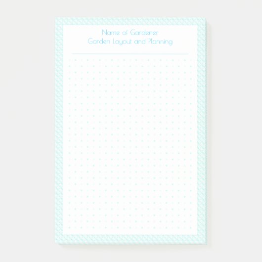 Aangepaste pastel blauwe stip raster tuin lay-out post-it® notes (Voorkant)
