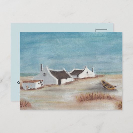 Aangepaste Pastel Cape Cottage Tekening Briefkaart (Voorkant / Achterkant)