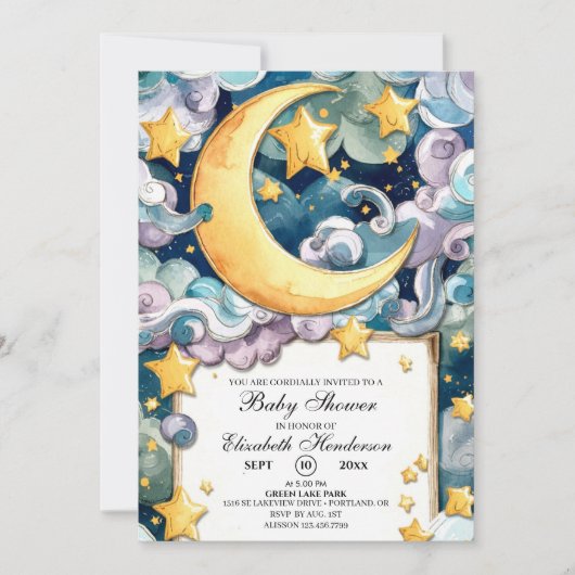 Aangepaste pastel Celestial Baby shower Kaart (Voorkant)