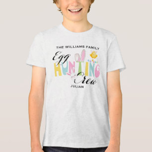 Aangepaste Pastel Easter Egg Hunting Crew Pasen Tri-Blend Shirt