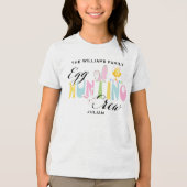 Aangepaste Pastel Easter Egg Hunting Crew Pasen Tri-Blend Shirt (Voorkant)