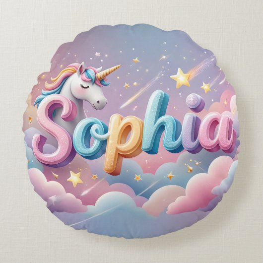 Aangepaste Pastel Eenhoorn Sophia Kussen (Voorkant)