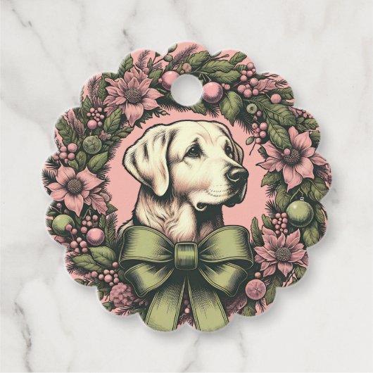 Aangepaste Pastel Geel Labrador Xmas Gift Label (Voorkant)