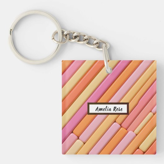 Aangepaste pastel geometrische acryl Sleutelhanger (Voorkant)