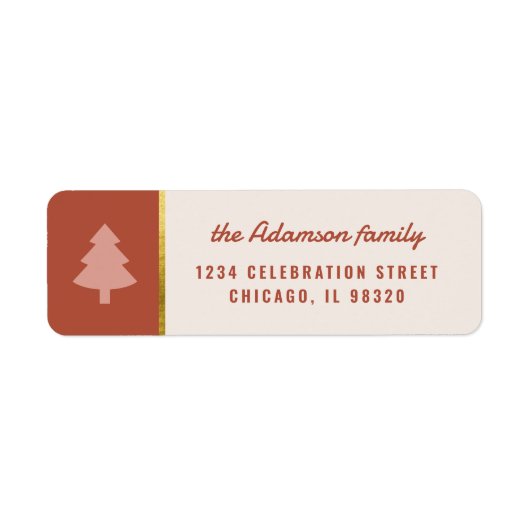 Aangepaste pastel & gouden kerstboom retouradres etiket (Voorkant)