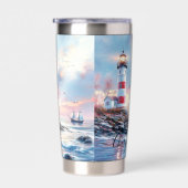 Aangepaste Pastel Horizon en Verlichte Vuurtoren Geïsoleerde Drinkbeker (Rechts)