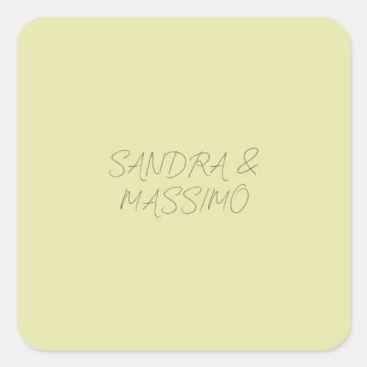 Aangepaste pastel kleur gepersonaliseerde minimali vierkante sticker (Voorkant)