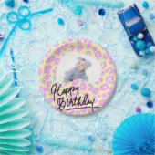 Aangepaste Pastel Leopard Print Happy Birthday Papieren Bordje (Feest)