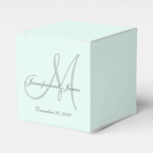 Aangepaste pastel Mint gekleurde Monogram Favor Bo Bedankdoosjes