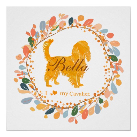 Aangepaste pastel oranje Cavalier silhouet poster (Voorkant)