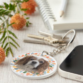 Aangepaste pastel oranje Cavalier silhouet sleutel Sleutelhanger (Voorkant Rechts)