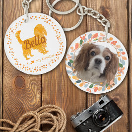Aangepaste pastel oranje Cavalier silhouet sleutel Sleutelhanger