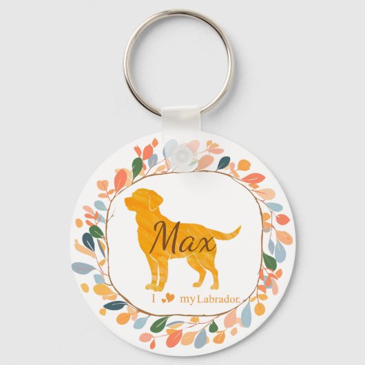 Aangepaste pastel oranje labrador retriever sleute sleutelhanger (Voorkant)