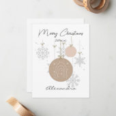 Aangepaste pastel ornamenten en sneeuwvlokken roze notitiekaartje (Voorkant / Achterkant in situ)