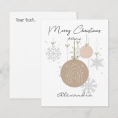 Aangepaste pastel ornamenten en sneeuwvlokken roze notitiekaartje (Voorkant / Achterkant)