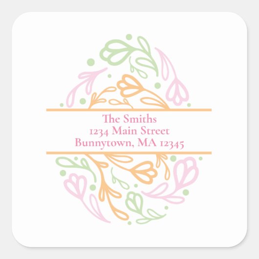 Aangepaste pastel Paaseieren retouradreslabels Vierkante Sticker (Voorkant)