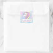 Aangepaste pastel regenboog eenhoorn naam bookplat vierkante sticker (Tas)