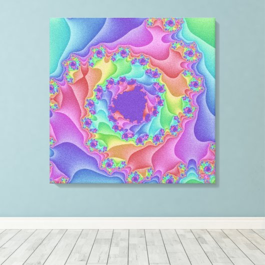 Aangepaste pastel regenboog spiraal canvas kunst (Insitu (Houten vloer))