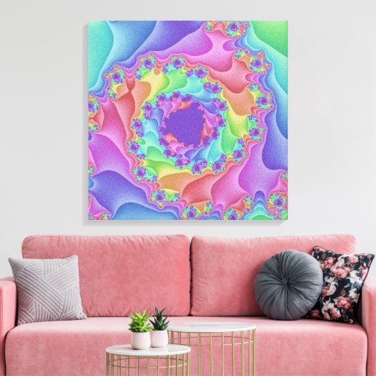 Aangepaste pastel regenboog spiraal canvas kunst (Insitu (Woonkamer))