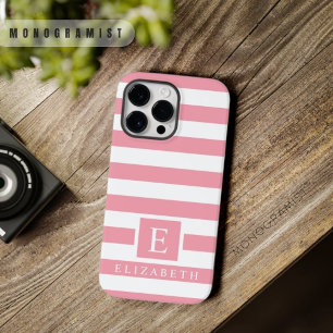 Aangepaste pastel Roos roze witte strepen Case-Mate iPhone 14 Pro Max Hoesje