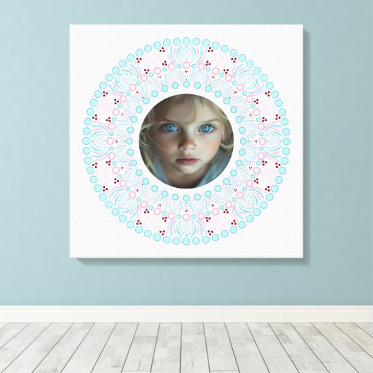 Aangepaste  Pastel Roze en Blauwe Mandala Lijst Canvas Afdruk (Insitu (Houten vloer))