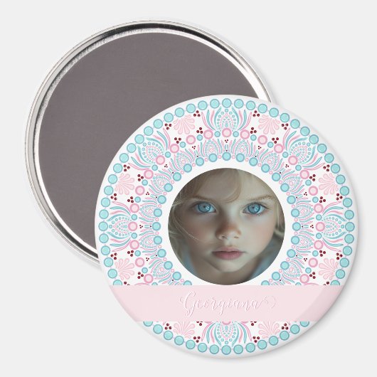 Aangepaste  Pastel Roze en Blauwe Mandala Lijst Magneet (Voorkant / Achterkant)