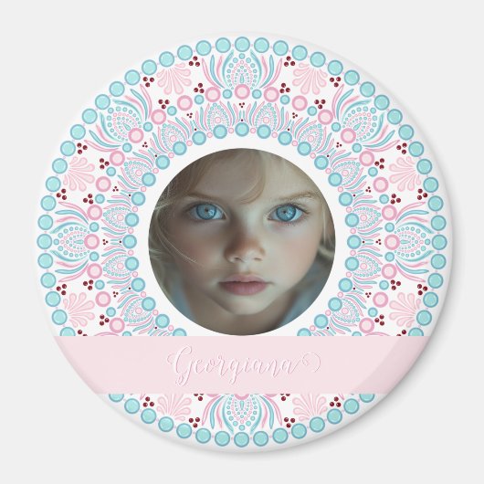 Aangepaste  Pastel Roze en Blauwe Mandala Lijst Magneet (Voorkant)