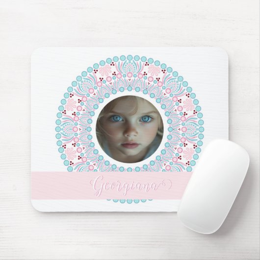 Aangepaste  Pastel Roze en Blauwe Mandala Lijst Muismat (Met muis)