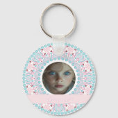 Aangepaste Pastel Roze en Blauwe Mandala Lijst Sleutelhanger (Voorkant)