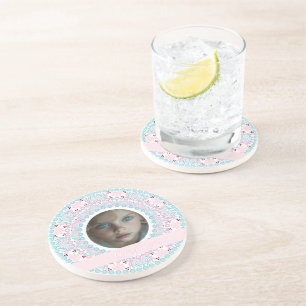 Aangepaste  Pastel Roze en Blauwe Mandala Lijst Zandsteen Onderzetter