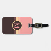 Aangepaste pastel roze geel bruin kleurenblok bagagelabel (Voorkant horizontaal)