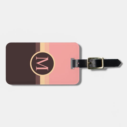Aangepaste pastel roze geel bruin kleurenblok bagagelabel (Voorkant horizontaal)