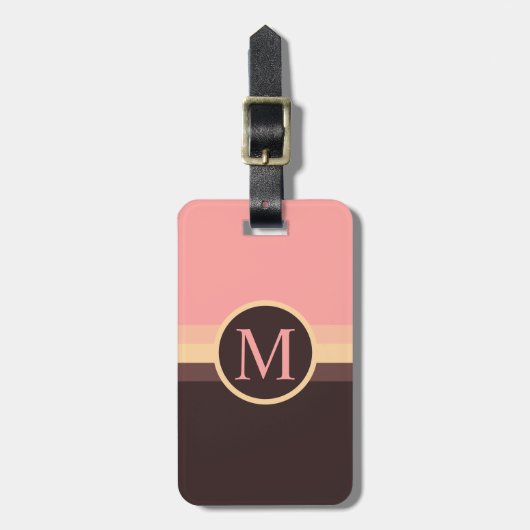 Aangepaste pastel roze geel bruin kleurenblok bagagelabel (Voorkant verticaal)