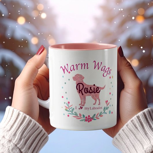 Aangepaste Pastel Roze Labrador Retriever Kerstmis Mok