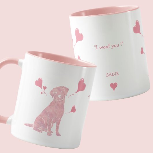 Aangepaste Pastel Roze Labrador Retriever Valentij Mok