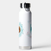 Aangepaste Pastelblauwe Cavalier Silhouet Kerstmis Waterfles (Links)
