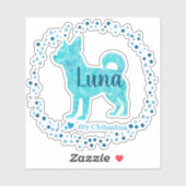 Aangepaste pastelblauwe chihuahua silhouet sticker (Vel)