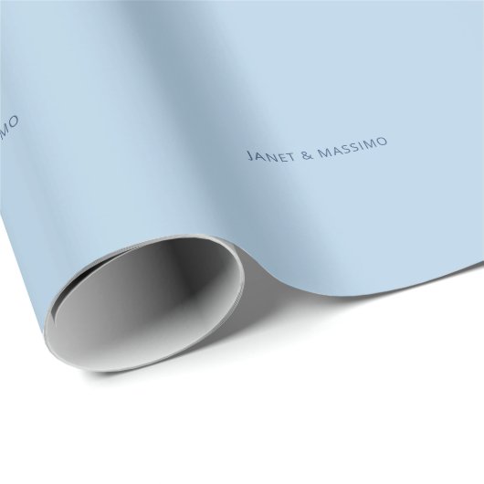 Aangepaste pastelblauwe gepersonaliseerde minimali cadeaupapier (Rol Hoek)