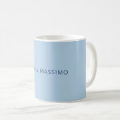 Aangepaste pastelblauwe gepersonaliseerde minimali koffiemok (Voorkant rechts)