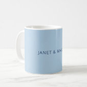 Aangepaste pastelblauwe gepersonaliseerde minimali koffiemok (Voorkant links)