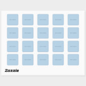 Aangepaste pastelblauwe gepersonaliseerde minimali vierkante sticker (Vel)